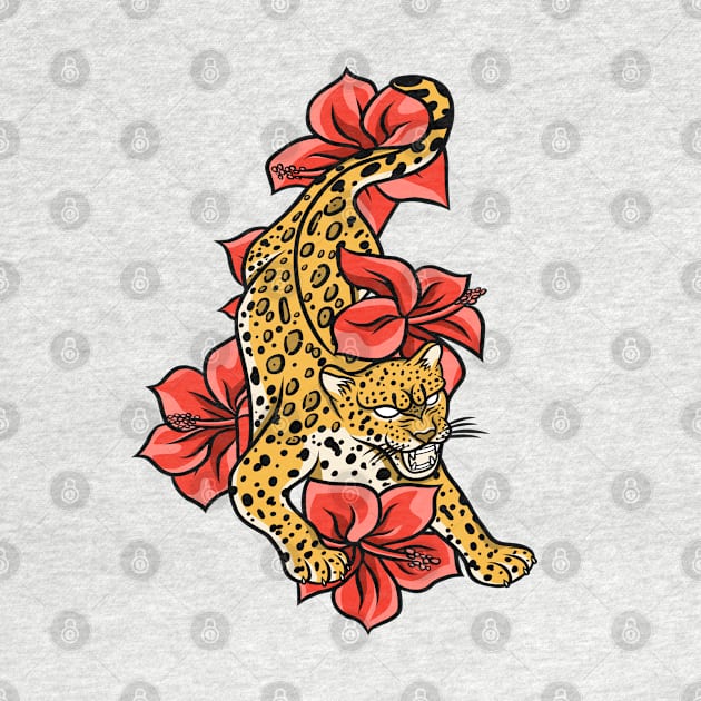 Jaguar With Jungle Flowers by SmittyGFX